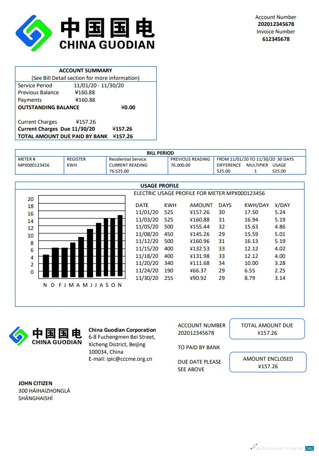 download download China Guodian Corporation electricity utility bill